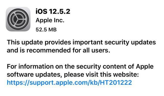 万州苹果手机维修分享iOS12.5.2发布，建议所有老苹果用户安装 
